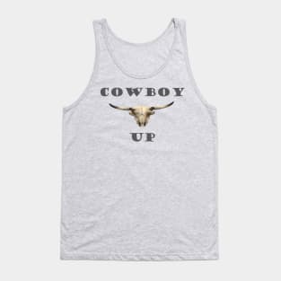 Cowboy  up 3D Bulls Skull Tank Top